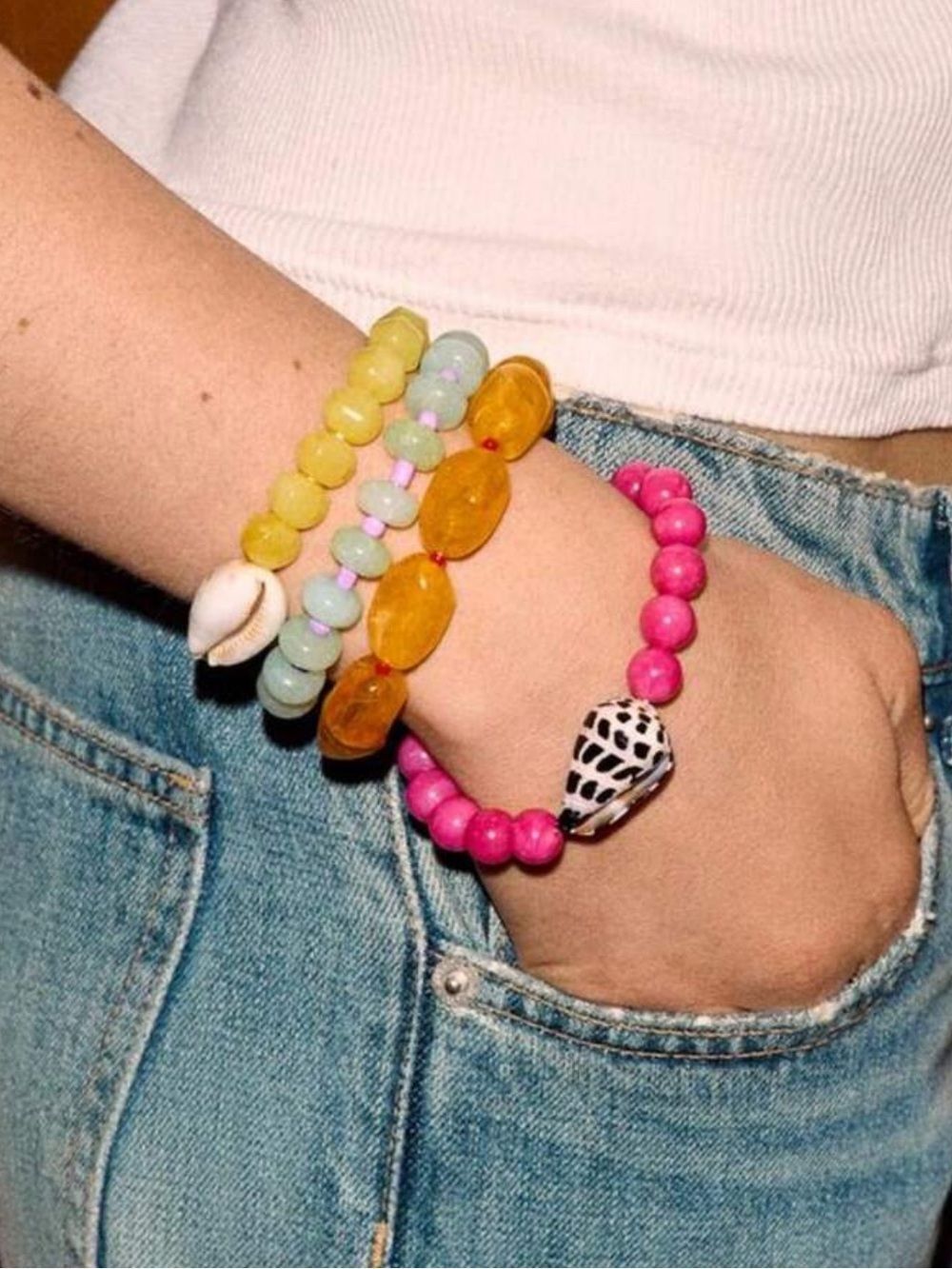 Colorful Beaded Shell Bracelet Set Q1123